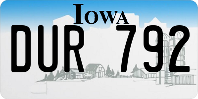 IA license plate DUR792