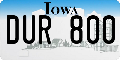 IA license plate DUR800