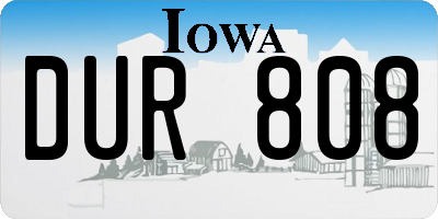 IA license plate DUR808