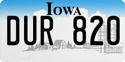 IA license plate DUR820