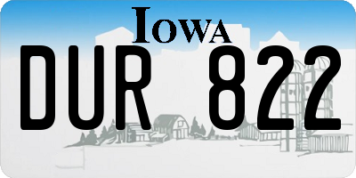 IA license plate DUR822