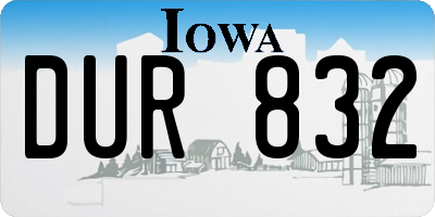 IA license plate DUR832