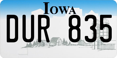 IA license plate DUR835