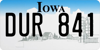 IA license plate DUR841