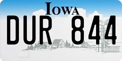 IA license plate DUR844