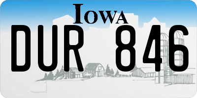 IA license plate DUR846