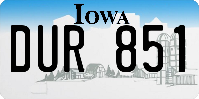 IA license plate DUR851