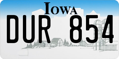 IA license plate DUR854