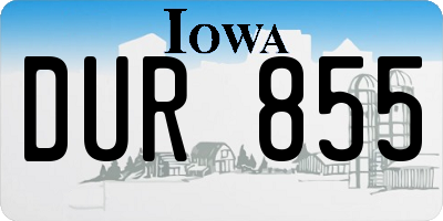 IA license plate DUR855