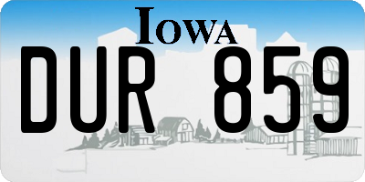 IA license plate DUR859