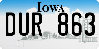 IA license plate DUR863