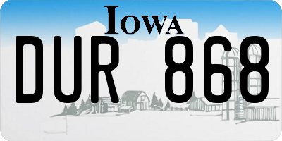 IA license plate DUR868