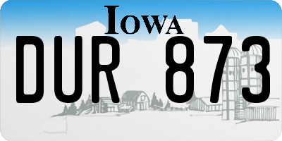 IA license plate DUR873