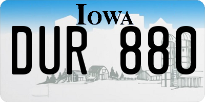 IA license plate DUR880