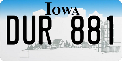 IA license plate DUR881