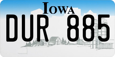 IA license plate DUR885
