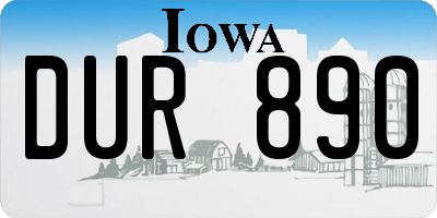 IA license plate DUR890