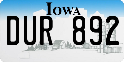 IA license plate DUR892