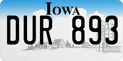 IA license plate DUR893