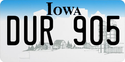 IA license plate DUR905