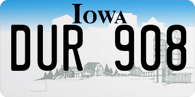 IA license plate DUR908