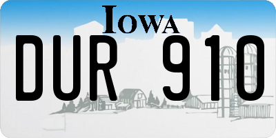 IA license plate DUR910