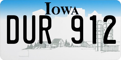 IA license plate DUR912