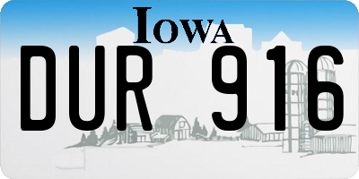 IA license plate DUR916