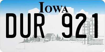 IA license plate DUR921