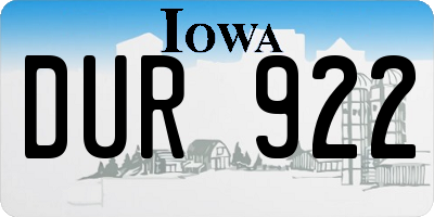 IA license plate DUR922