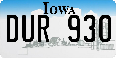 IA license plate DUR930