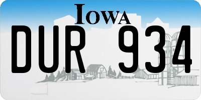IA license plate DUR934