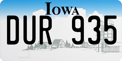 IA license plate DUR935