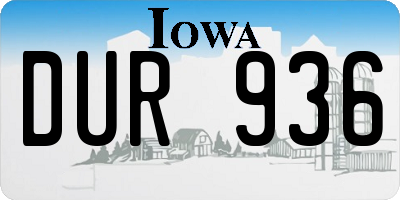 IA license plate DUR936