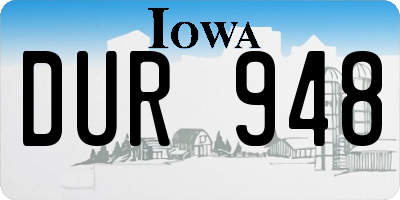 IA license plate DUR948