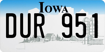 IA license plate DUR951