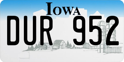 IA license plate DUR952