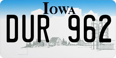 IA license plate DUR962