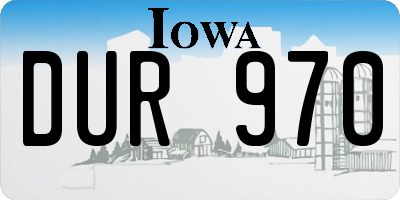 IA license plate DUR970
