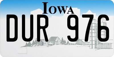 IA license plate DUR976