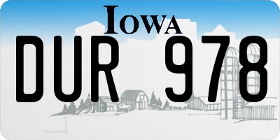 IA license plate DUR978