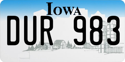 IA license plate DUR983