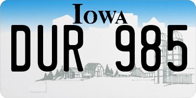 IA license plate DUR985