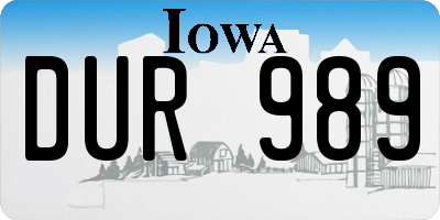 IA license plate DUR989