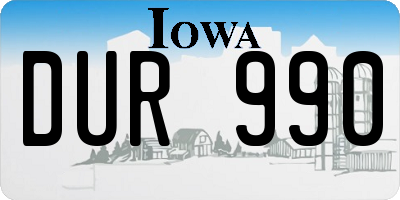 IA license plate DUR990