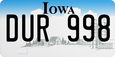 IA license plate DUR998