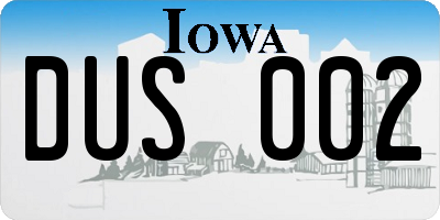 IA license plate DUS002
