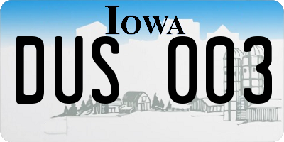 IA license plate DUS003
