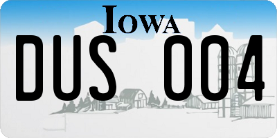 IA license plate DUS004
