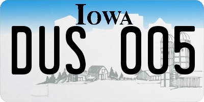 IA license plate DUS005